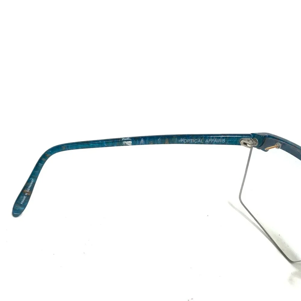 Bright Eyes Optical Affairs Eyeglasses Frames Blue Square Wrap Half Rim 70s 80s